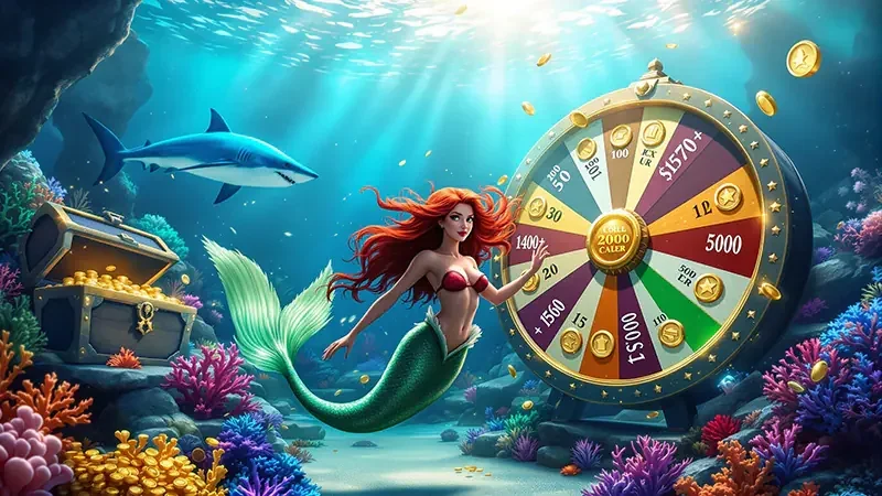 Layar permainan tembak ikan dengan sasaran laut yang bergerak
